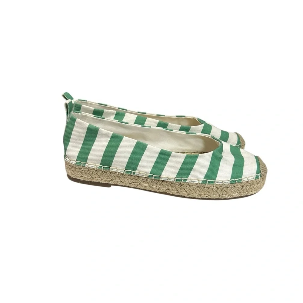Draper James Georgia Green White Stripes Slip On Espadrilles Size 10